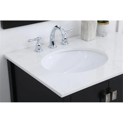 Elegant Decor Irene 32" Solid Wood and Stone Single Bathroom Vanity in White