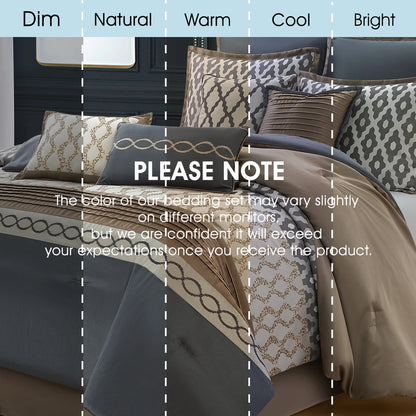 LANCO MODERN LIFESTYLE King Size Comforter Set, Burgundy, 10 Piece Bed in a Bag for All Seasons, Luxury Extreme Comfort Bedding Sets with Bedskirt, Pillow Shams, Euro Shams and Decor Pillows
