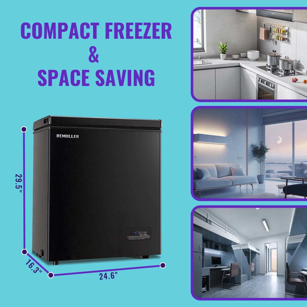 DEMULLER 4.0 Cu.ft Deep Freezer Top Open Door Compact Freezer with 2 Removable Storage Baskets Black