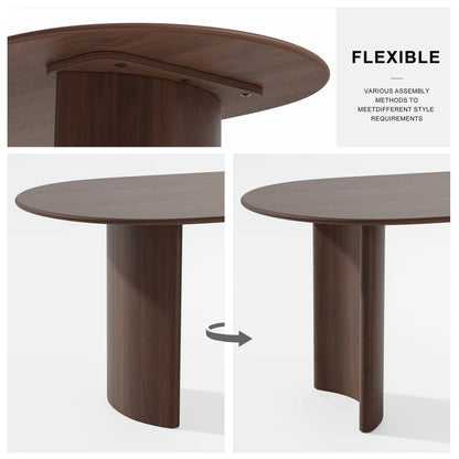 Haiden 67"x33.5" Soild Wood Dining Table Oval Kitchen Table, Walnut