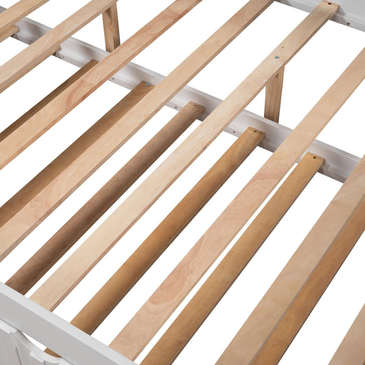 Daybed with Trundle Included, Full Size Daybed Bed Frame with Headboard and Footboard, Living Room Sofa Bed with Pull Out Bed, Wood Single Bed for Kids Boys Girls, No Box Spring Needed, White, J948