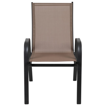 Flash Furniture 5 Pack Brazos Series Brown Outdoor Stack Chair with Flex Comfort Material and Metal Frame