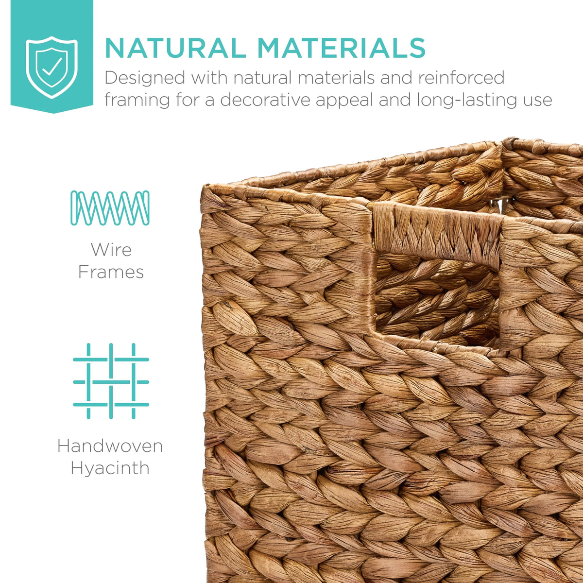 Best Choice Products 12x12in Hyacinth Baskets, Set of 5 Multipurpose Collapsible Organizers w/ Inserts - Natural