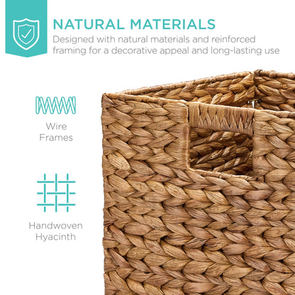 Best Choice Products 12x12in Hyacinth Baskets, Set of 5 Multipurpose Collapsible Organizers w/ Inserts - Natural