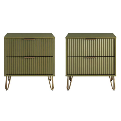 Pemberly Row Nightstand from Engineered Wood in Olive Green - Set of 2