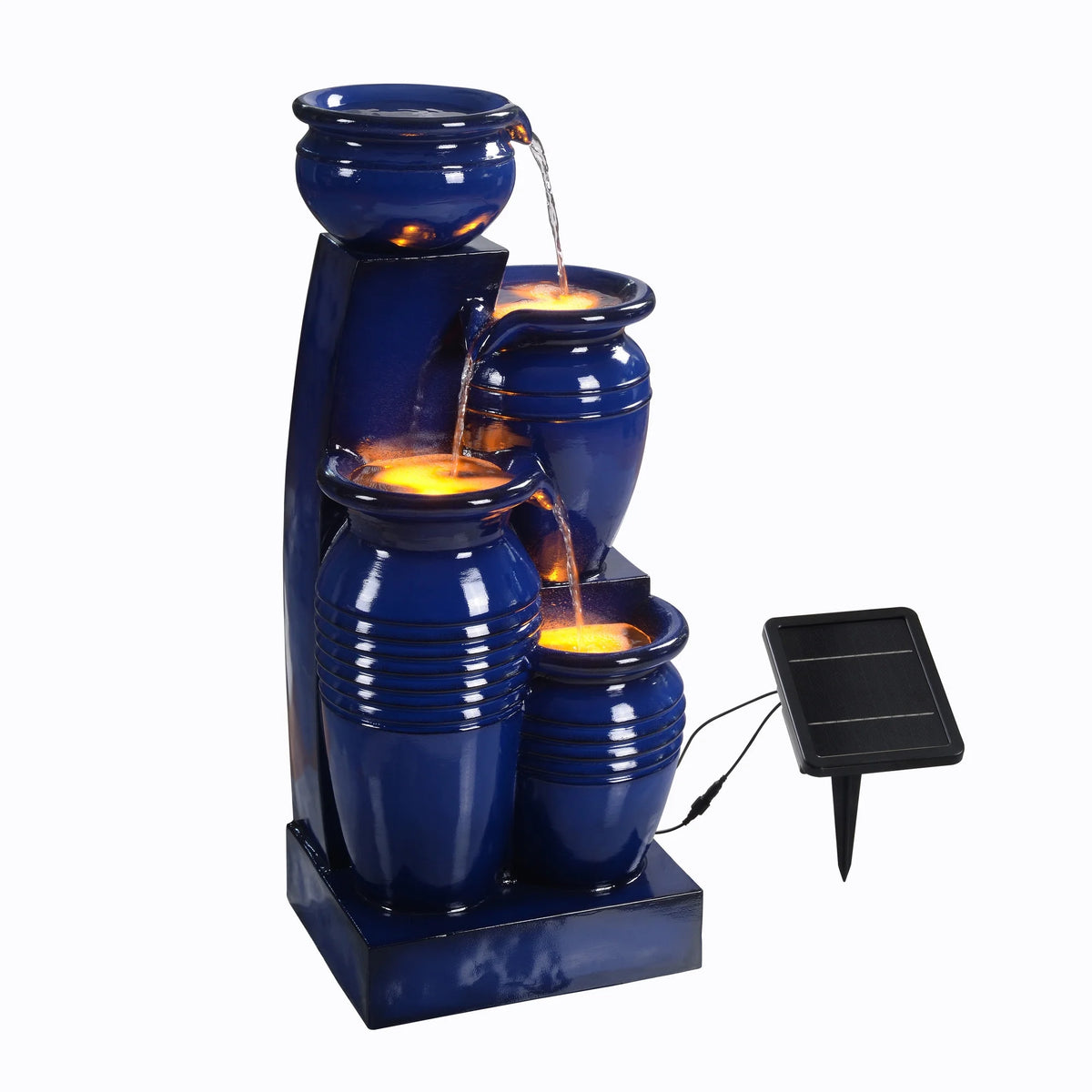 Teamson Home 28.74" Solar Water Fountain with LED Lights, Navy