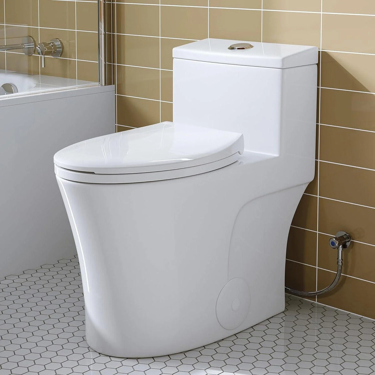 HOROW Compact One Piece Toilet with Comfort Seat ADA Height 17.3" Elongated Dual Flush 0.8/1.28 GPF