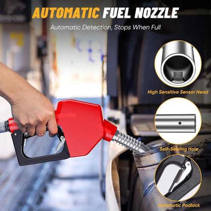 TaskStar 260W Fuel Transfer Pump Battery Powered, 12GPM Electric Pump Kit with 21V 4.0Ah Battery & Charger, Portable Cordless Pump with Auto-off Nozzle & 2x 6.6FT Hoses Diesel Kerosene Transfer Pump