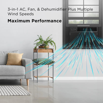 TCL 10,000 BTU Smart Window Air Conditioner, Fan & Dehumidifier, 450 Sq. Ft., Remote Control, Works with Alexa/Google Assistant, Black, W10W92-B4