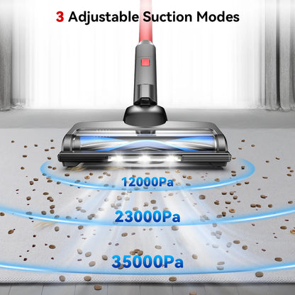 Lazyswan Cordless Vacuum Cleaner 35KPA Self-Standing Stick Vacuum 50min 400W Vac for Home Pet Hair Car Carpet Hardwood Floor, Black