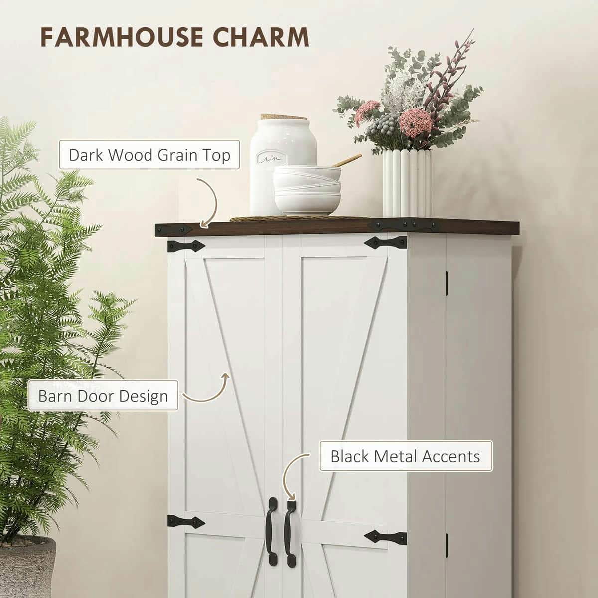 Spaco 17-Tier Kitchen Small Pantry Cabinet with 2 Doors and 6 Adjustable Shelves, Cabinet Pantry, Freestanding 5-Tier Shelving Pantries for Kitchen Storage, Gray