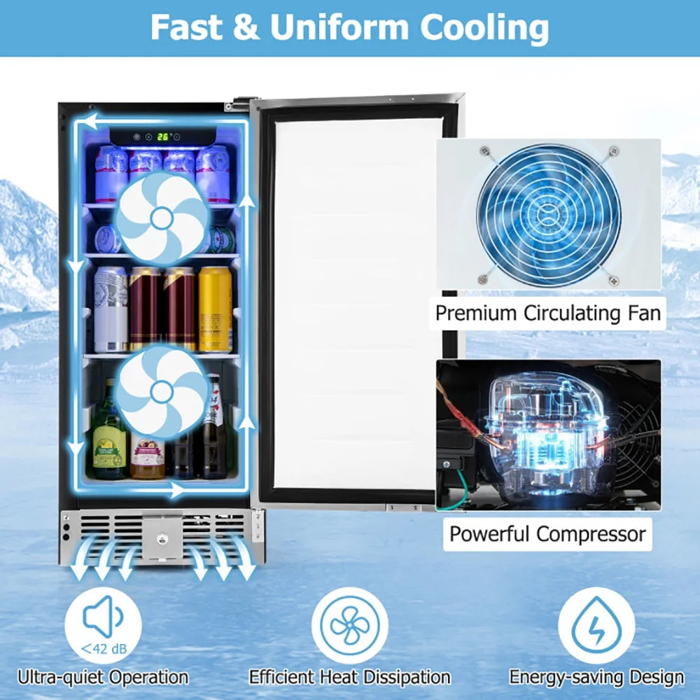 Resenkos Compact Refrigerator with Adjustable Thermostat and Stainless Steel Door-Silver, Compact Refrigerator Mini Fridge for Dorm/Bedroom/Office/Apartment, Food Storage or Drink Beer