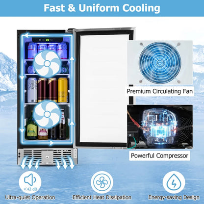Resenkos Compact Refrigerator with Adjustable Thermostat and Stainless Steel Door-Silver, Compact Refrigerator Mini Fridge for Dorm/Bedroom/Office/Apartment, Food Storage or Drink Beer