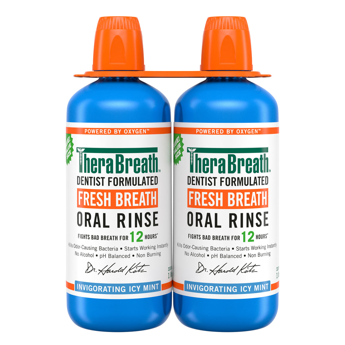 TheraBreath Icy Mint Oral Rinse, 1 Liter, 2-pack