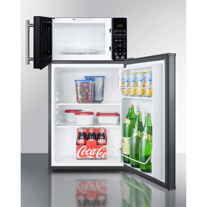 Compact all-refrigerator in black and microwave with built-in allocator, with brackets included (ships in 3 boxes on one pallet)