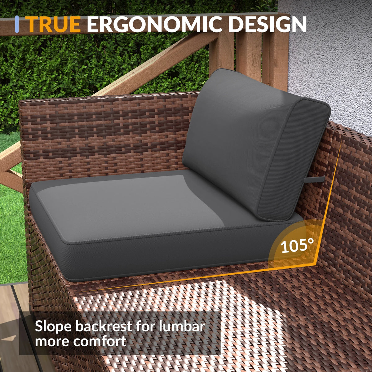 ELPOSUN 7 Pieces Patio Furniture Set, Outdoor Furniture Sectional Rattan Sofa for Backyard Garden Dark Grey