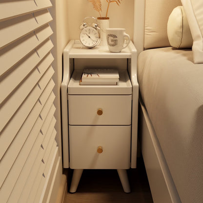 Small Nightstand,Solid Wood Nightstand with Drawers, Walnut Bedside Table for Bedroom