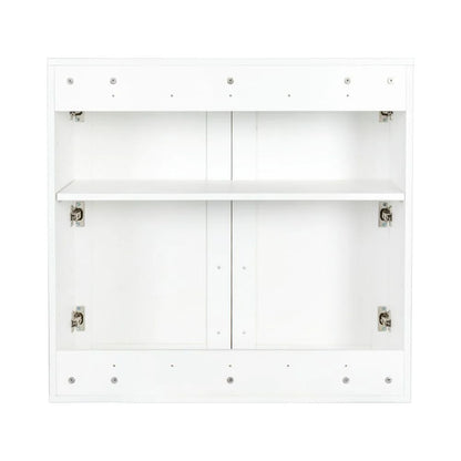 Stackable Wall Cabinet,Hanging Wall Mount Storage Cabinet with Adjustable Shelves and Doors,Sideboard Buffet Cupboard,Console Table,White Wood Finish,11.81 "D x 31.50"W x 29.92 "H