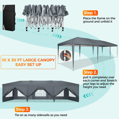 SANOPY 10'x10' EZ Pop Up Canopy Tent Outdoor Party Instant Shelter Portable Folding Beach Canopy with 4 Sandbag & Carrying Bag, Black