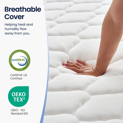 OnBeam 10" King Mattress, Medium Firm Memory Foam Mattress in a Box, Motion Isolation | Focalsweet Auth.