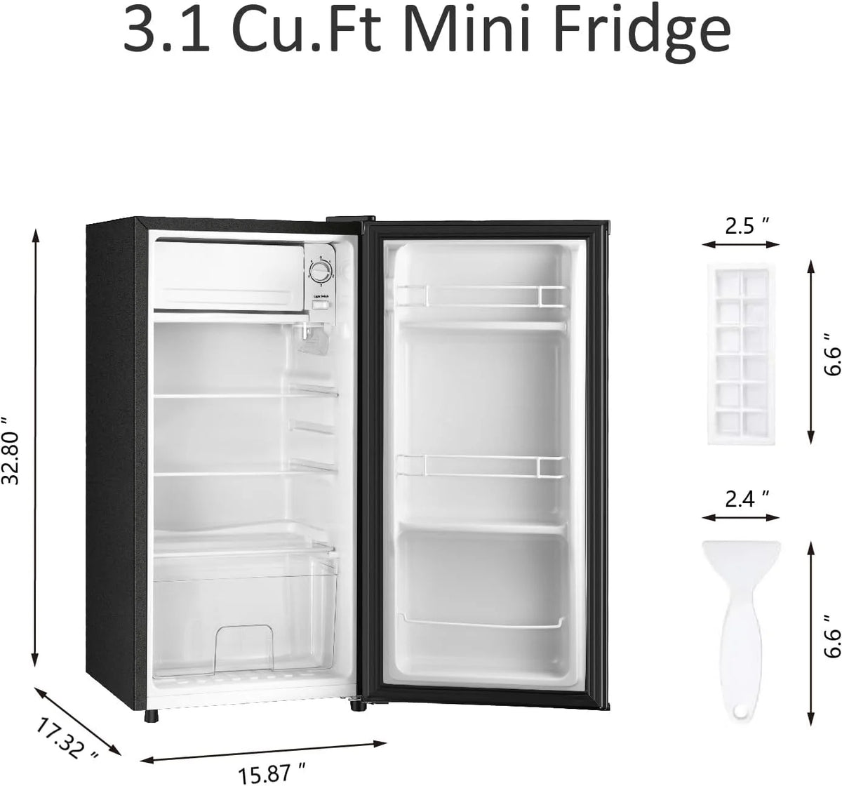 HUMSURE 3.1 Cu.ft Mini Fridge with Freezer, Single Door Compact Refrigerator for Dorm, Office