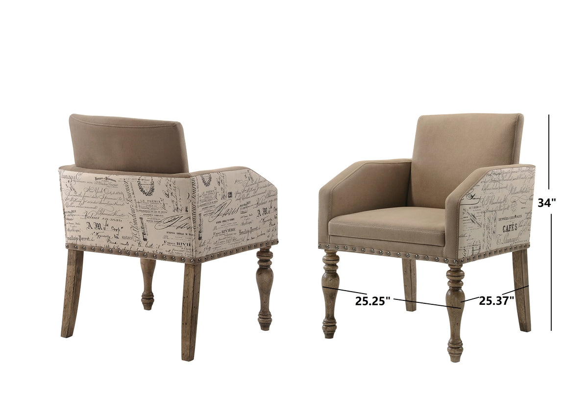 Roundhill Furniture 9-Piece Extendable Table with Nailhead Armchairs Dining Set, Driftwood