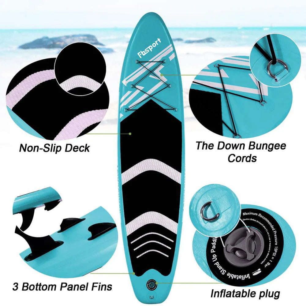 FBSPORT Paddle Board 11'x33"x6" Extra Wide Inflatable Stand Up Paddle Board with SUP Accessories Including Paddle,Backpack,Waterproof Bag,Leash,and Hand Pump