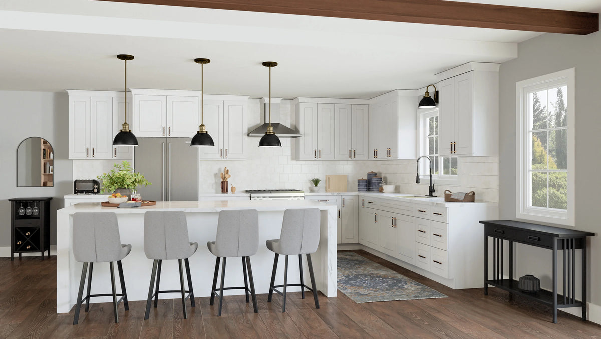 Design House Brookings Ready to Assemble Wood Shaker 2-Door and 2-Drawer Kitchen Base Cabinet (48 x 34.5 x 24), Sherwin Williams? White