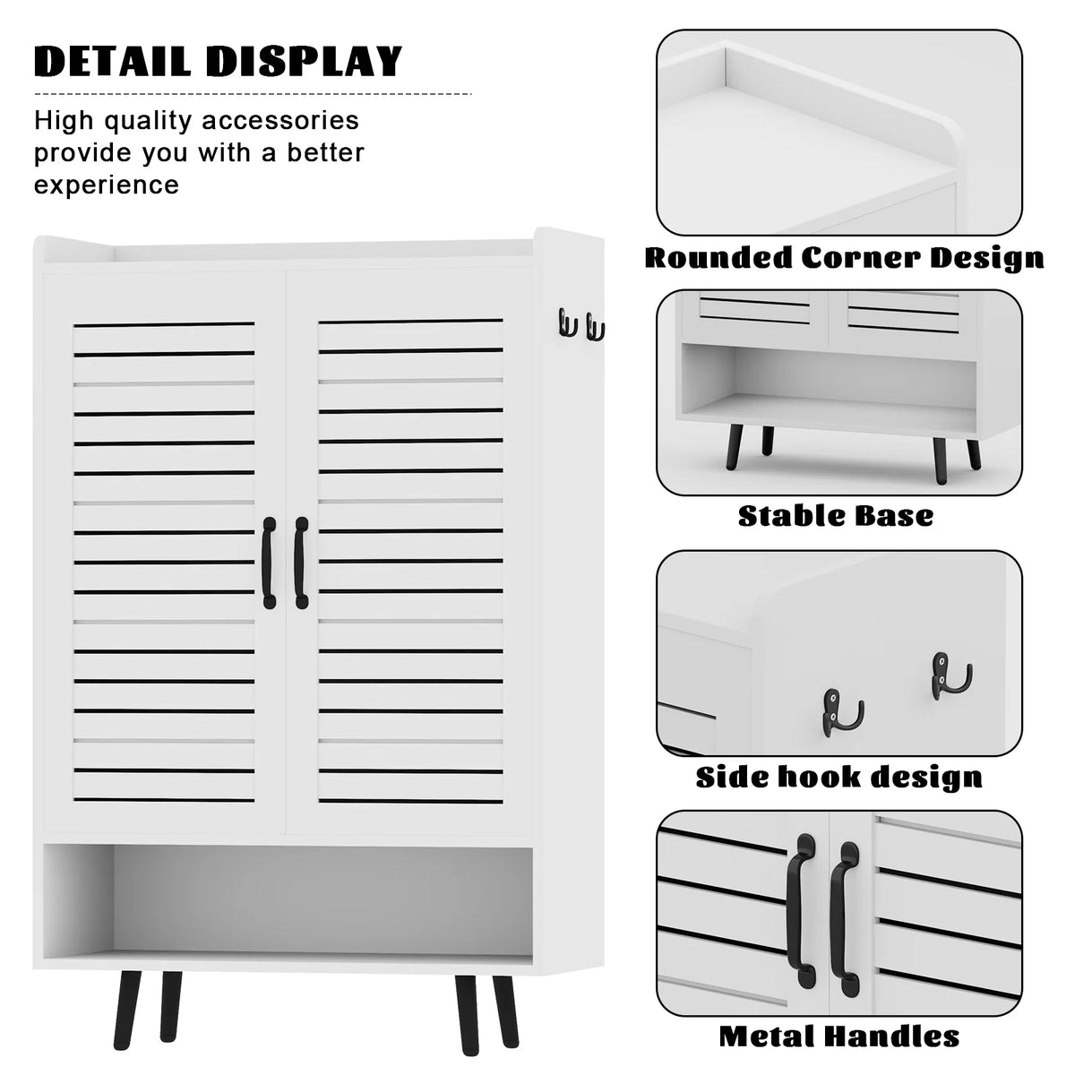 Shoe Cabinet with Doors,7-Tier Modern Shoe Storage Cabinet with Adjustable Shelves,50" Large Wooden Shoe Cabinet Storage for Entryway Front Door Hallway Living Room,White