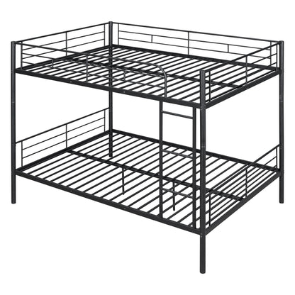 Full over Full Bunk Beds, BTMWAY Metal Bunk Beds Full Over Full Size, Full Size Convertible Bunk Beds for Kids Teens Adults, with Ladder and Safety Guardrails, Load-Bearing 350lbs, Noise-Free, Black