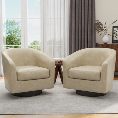 UIXE Swivel Accent Chair, Upholstered Fabric Barrel Chair for Living Room, Small Single Sofa Bedroom Reading Seat, Light Gray