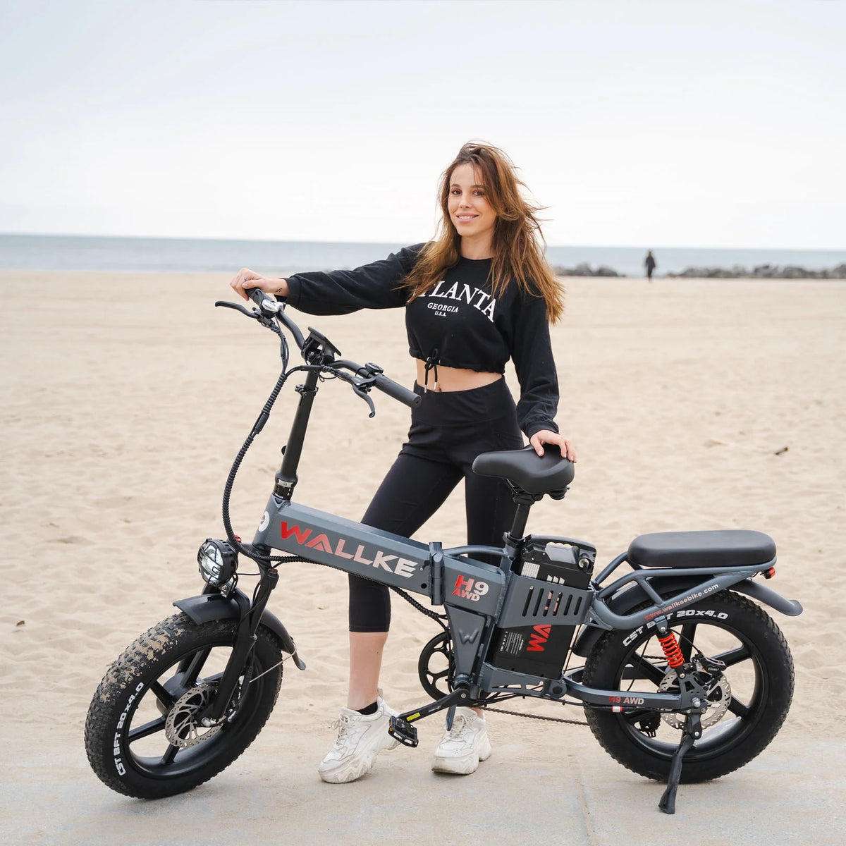Wallke H9 AWD 3200W Dual Motor Electric Bike for Adult, 82Ah 48V Dual Battery Long Range e-Bicycle, 31-34MPH Fast Ebike, 20" Fat Tire Offroad Full Suspension Folding, 3mm Aluminum Alloy Frame,UL2849