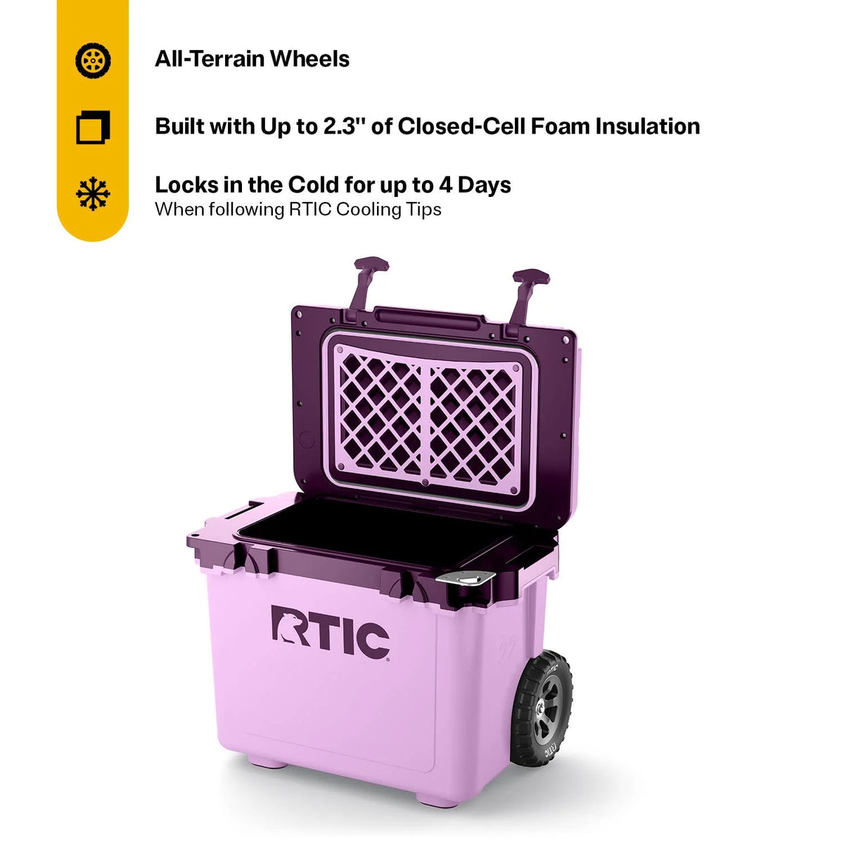 RTIC 22 QT Ultra-Light Wheeled Hard-Sided Ice Chest Cooler, Fits 28 Cans, 6 Wine Bottles, White & Grey