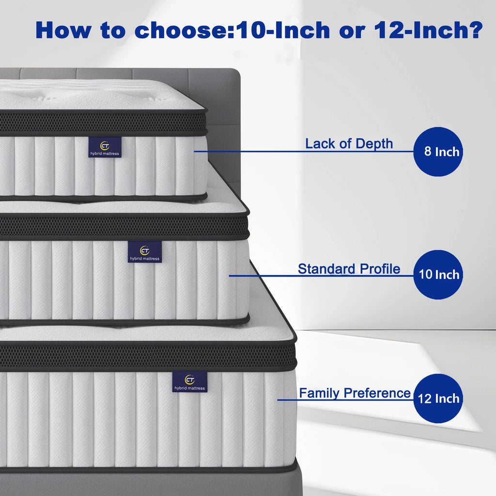 Madevos Full Mattress in a Box, 12 inch Memory Foam individual Pocket Spring Hybrid Mattress - Medium Firm Support with Soft & Breathable