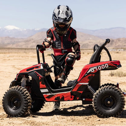 UTV Ride on Car (Large),Shock Absorber, 48V Electric Vehicles with Disk Brake, Gear Switch, Steel Frame, Off-Road Tire, Flexible Seat Belt and Seat, Three-Speed Parental Limit-Lock Function (Blue)