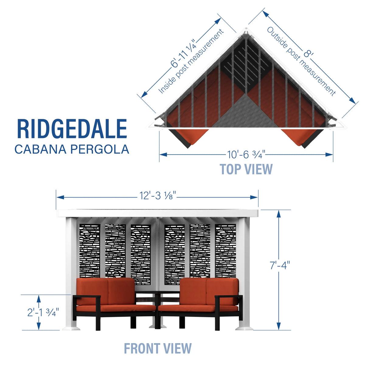 Backyard Discovery Ridgedale 12x8' Galvanized Steel Cabana Corner Pergola, Canopy, Seating