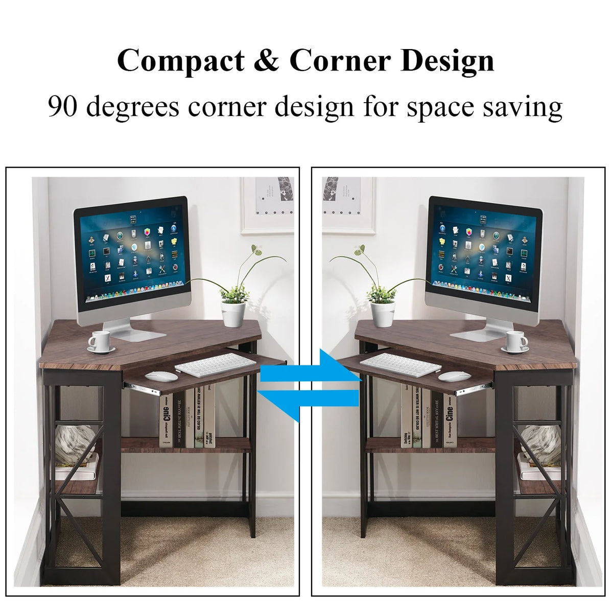 Brown Triangle Corner Desk, Office/Computer/Writing Desk for Student Apartments