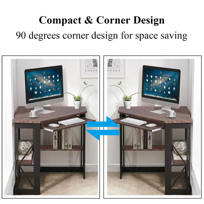 Brown Triangle Corner Desk, Office/Computer/Writing Desk for Student Apartments