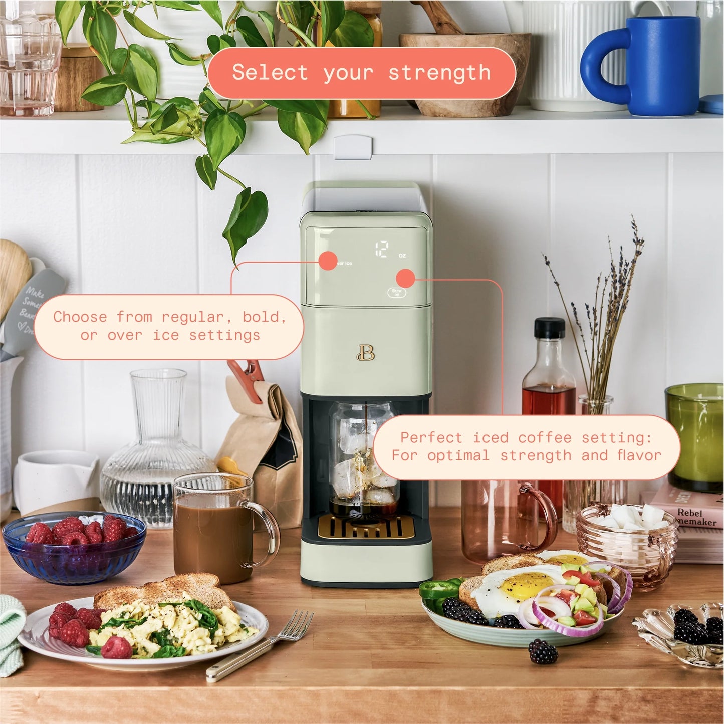 Beautiful Perfect Grind�?Programmable Single Serve Coffee Maker, White Icing by Drew Barrymore