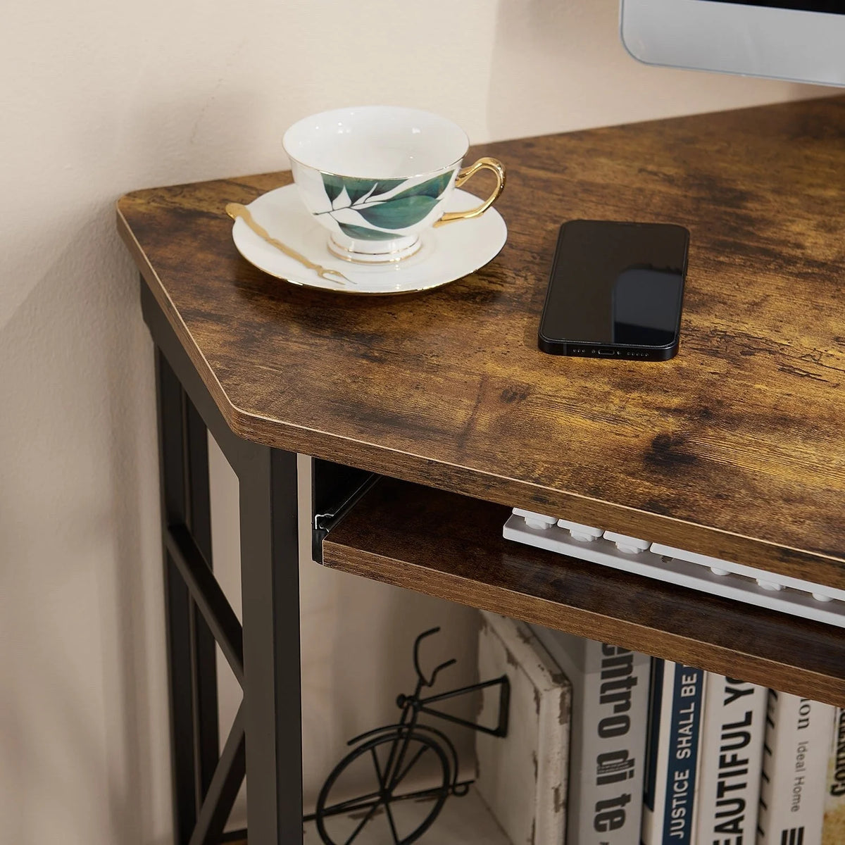 Brown Triangle Corner Desk, Office/Computer/Writing Desk for Student Apartments