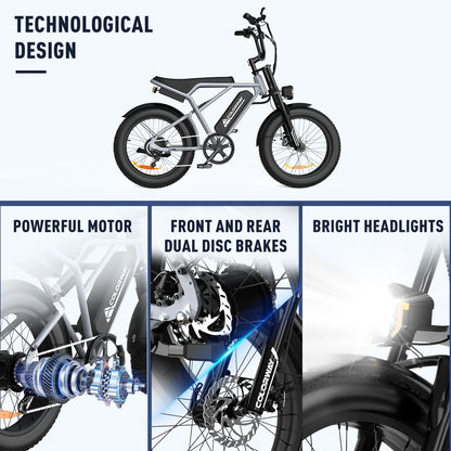 COLORWAY 750W 20"x4.0 Fat Tire Electric Bike, 48V 15Ah Battery, Off-road E-Bike for Adults, UL2849 Certified