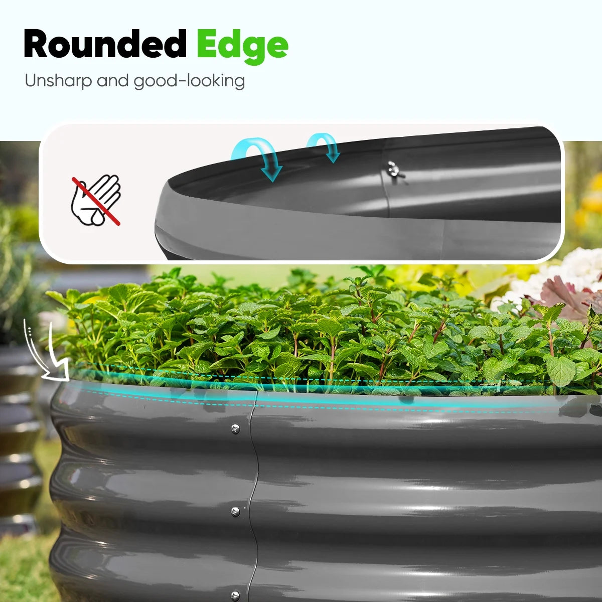 Quictent 8x3x1 ft Galvanized Raised Garden Bed Kit with Self Watering System and Mesh Cover, Large Oval Metal Outdoor Planter Garden Boxes for Vegetables Herbs Flowers