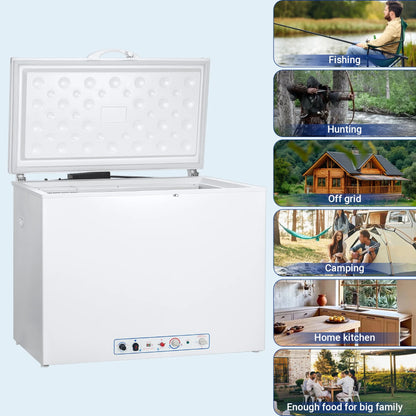 7 Cu ft Propane Chest Freezer, LPG/110V 2 Way Freezer Off Grid Lock and Top Door for Outdoor White
