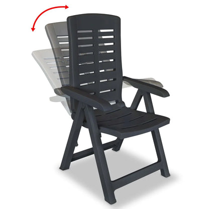 vidaXL Reclining Patio Chairs Outdoor Stack Dining Chair with Armrest Plastic