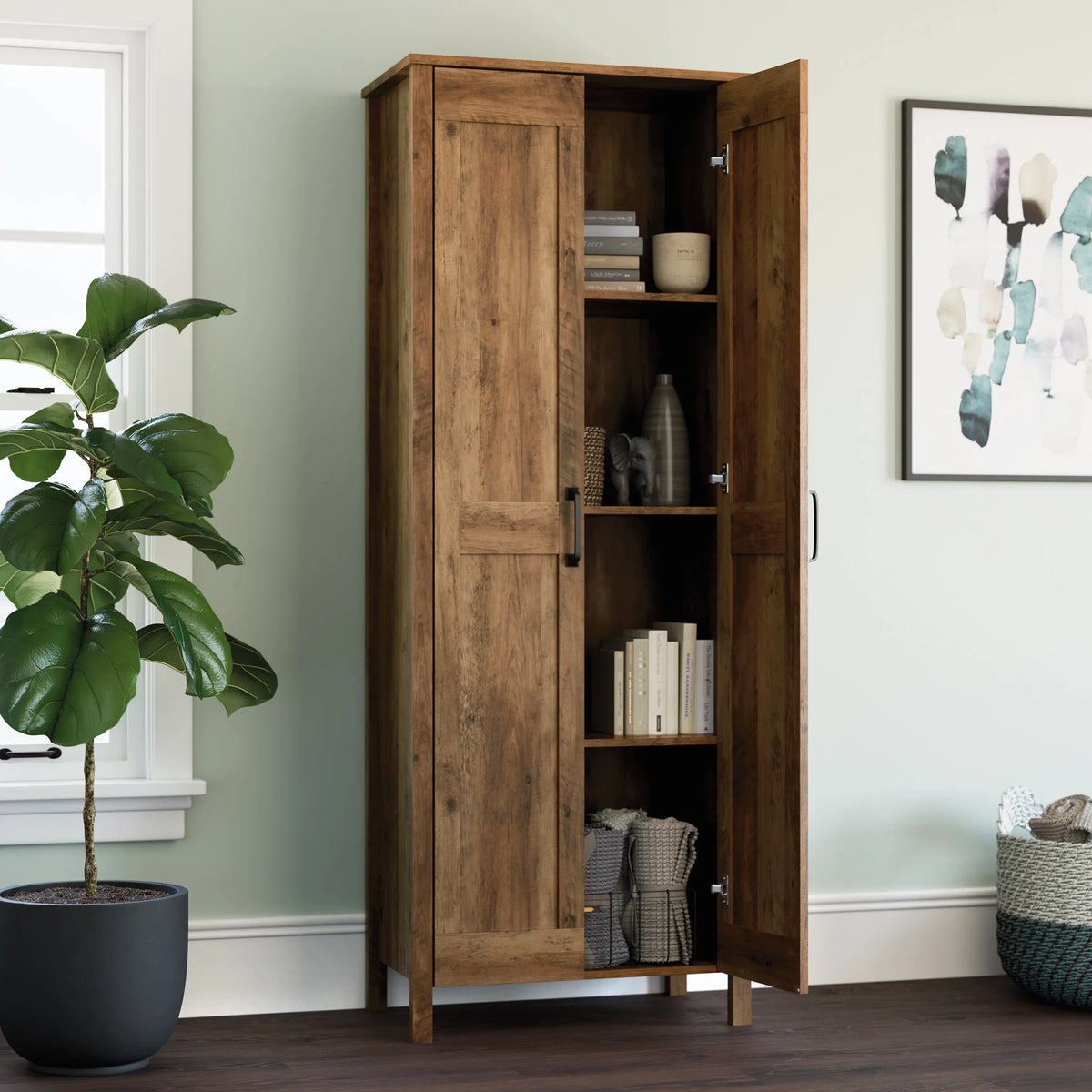 Sauder Two-Door Storage Cabinet, White Finish