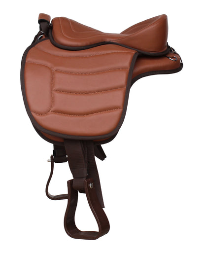 15" Western Horse Bareback Treeless Leather Saddle Pleasure Trail Riding 49103BK