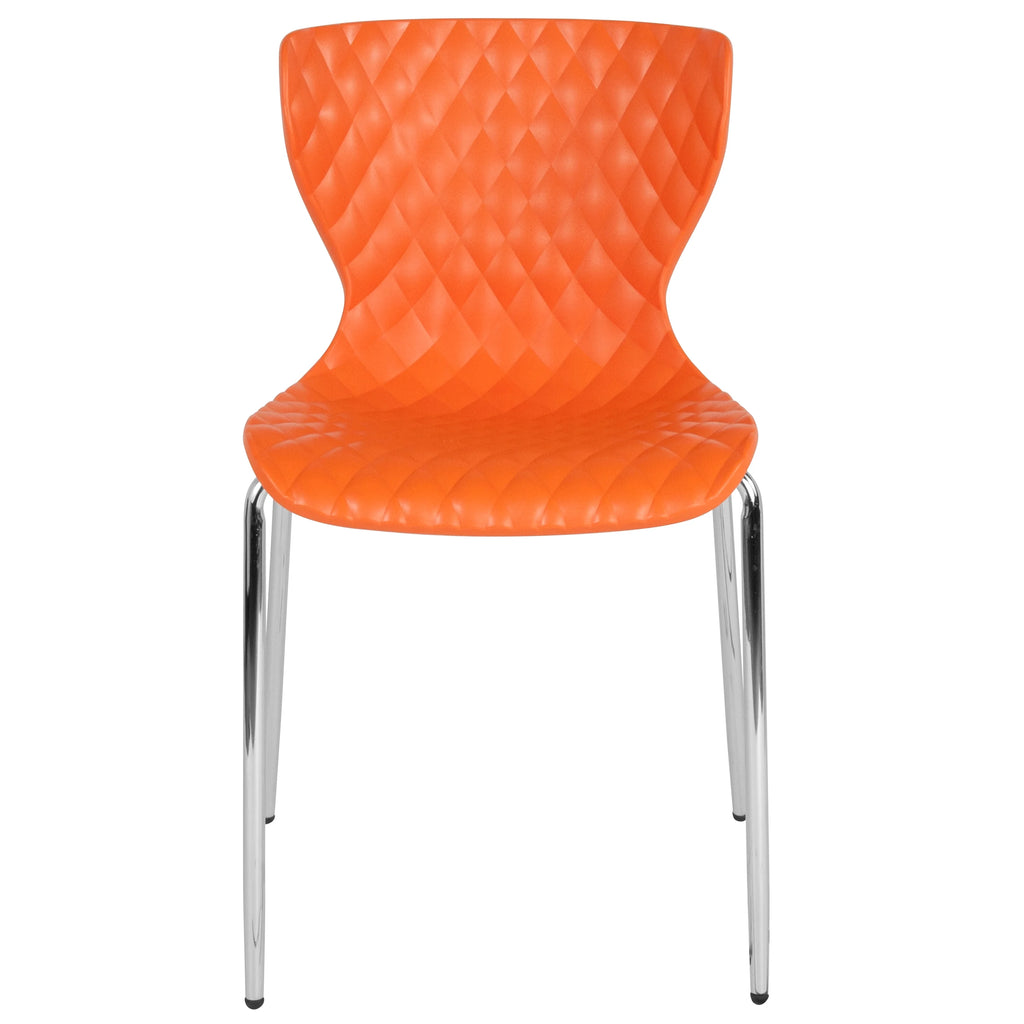BizChair 4 Pack Contemporary Design Orange Plastic Stack Chair