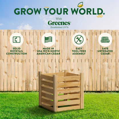 Greenes Fence Cedar Wood Composter 24" x 24" x 31", 77.3 gal.