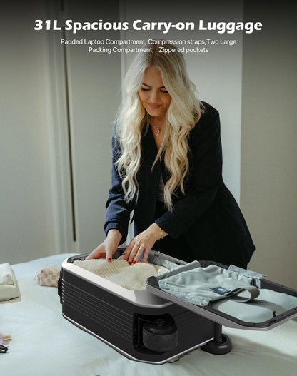L2-S Smart Rideable Luggage, Foldable Electric Scooter Suitcase, 6.2 mph Max Speed, 6.2-Mile Range, Lightweight Portable Design for Travel & Commute