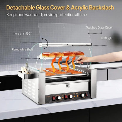 ROVSUN 1050 W 18 Hot Dog Capacity Commercial Hot Dog Roller Grill